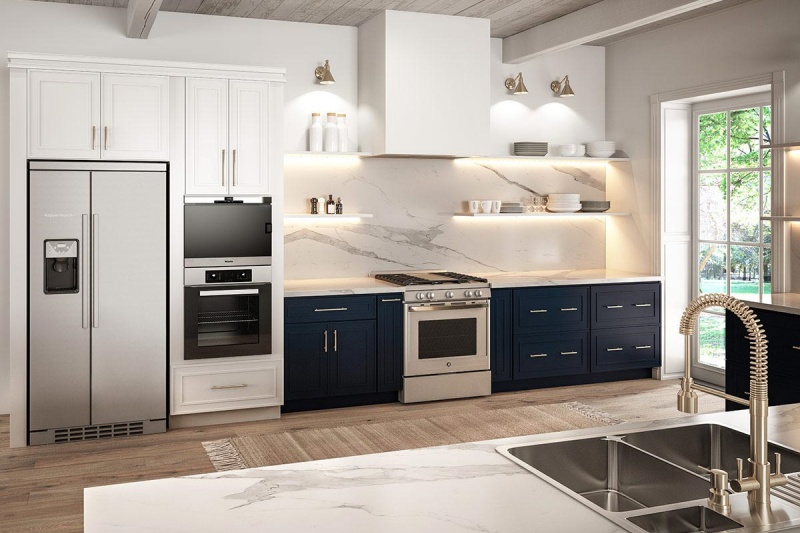 High-quality oak cabinetry with black knobs High-quality oak cabinetry with black knobs