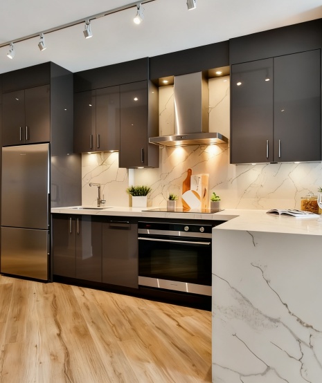 Elegant no handle kitchen cabinets