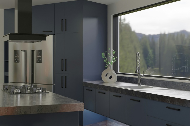 Sleek frameless kitchen cabinets design