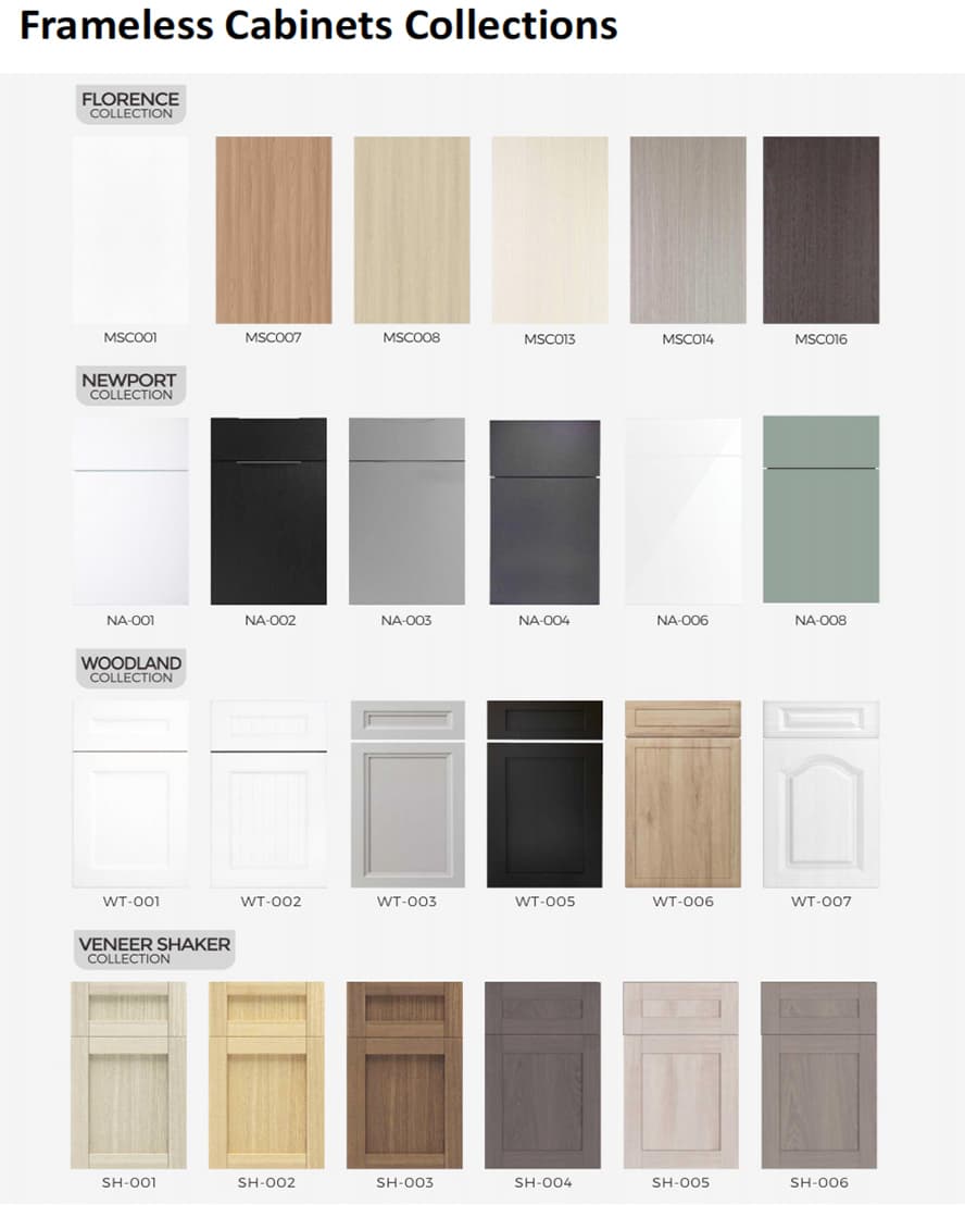 Customized frameless kitchen cabinets option