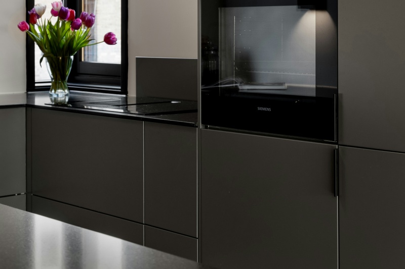 Industrial inspired metallic cabinet style