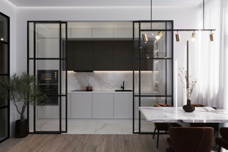 mixing black and white kitchen cabinets