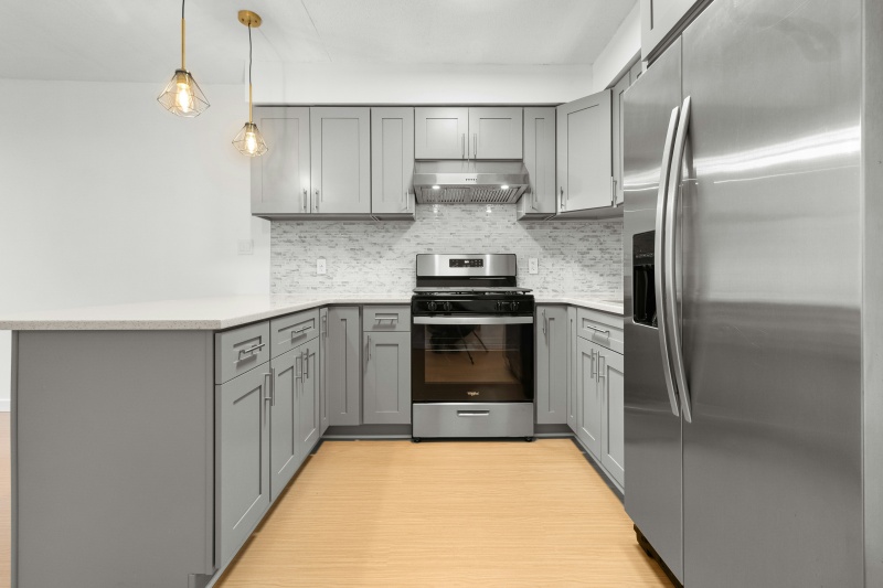 Eco-friendly grey wood cabinet finish