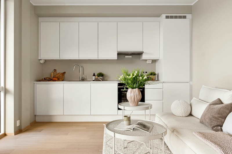 Space-saving white frameless plywood cabinets Space-saving white frameless plywood cabinets