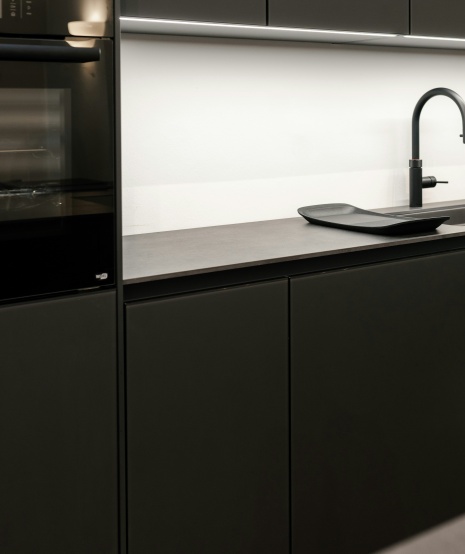 Flat panel black cabinet doors