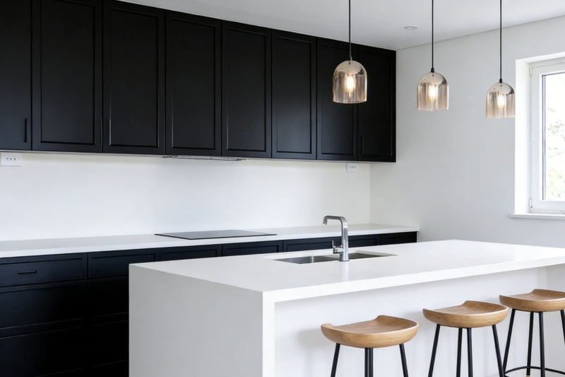 Modern black matte shaker cabinets