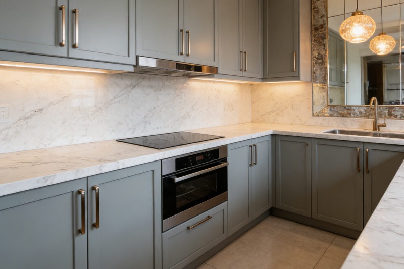 Slim shaker cabinets with painted finish Slim shaker cabinets with painted finish