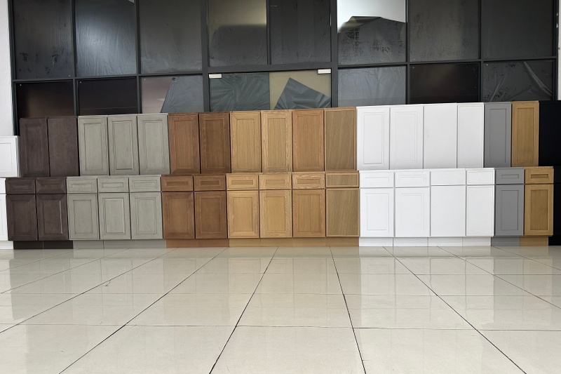 Various styles and colors of kitchen cabinets