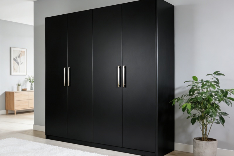 Premium Quality Matte Black Wood Armoire