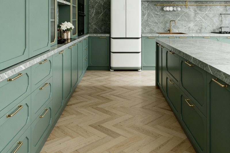 Contemporary kitchen cabinet color palette