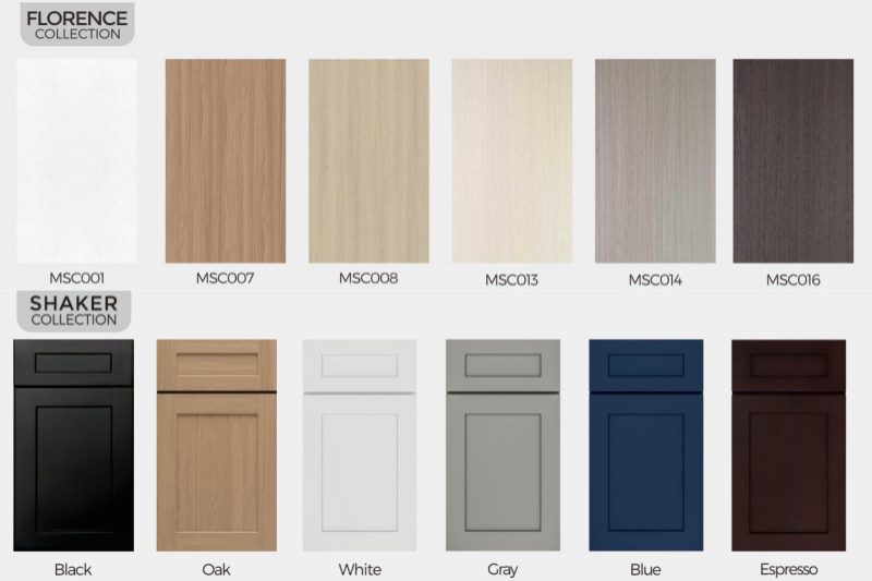 Overlay cabinet doors in white finish