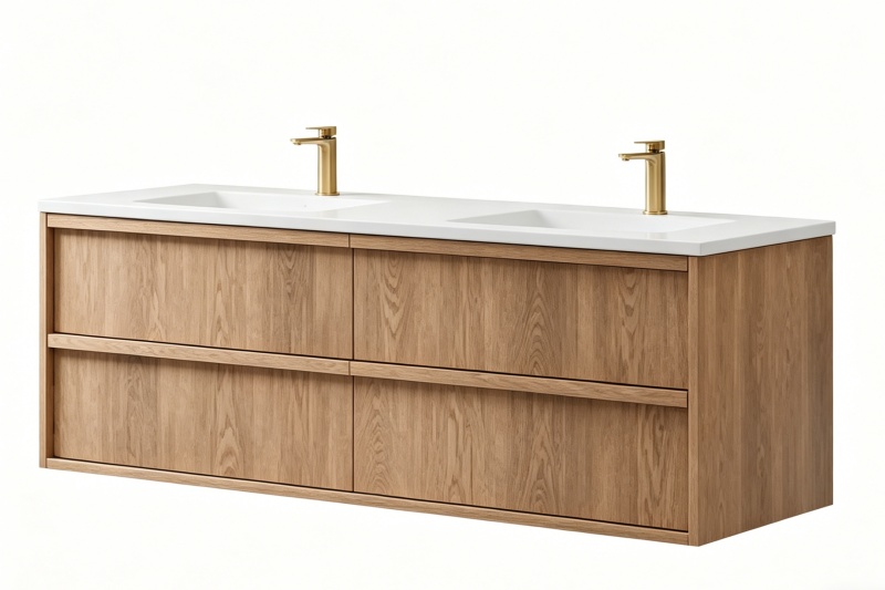 Refined Wood Floating Vanity with Drawers