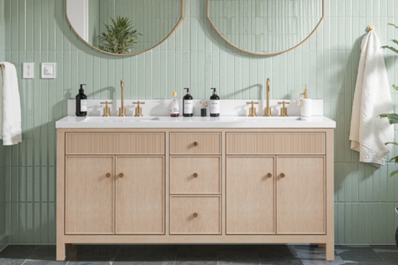 Plywood vanity enhances bathroom decor