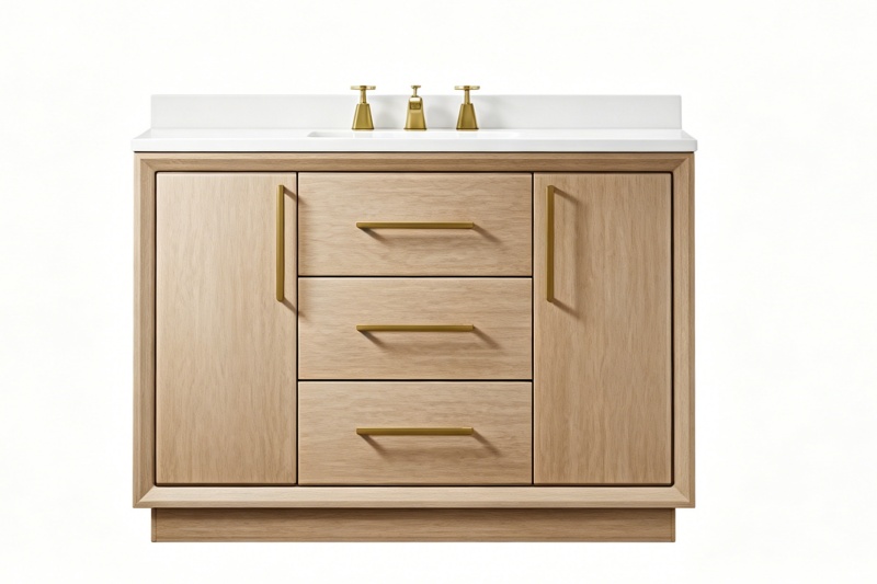 Plywood vanity enhances bathroom decor