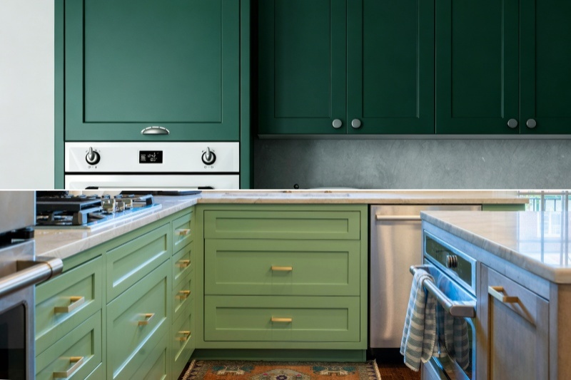 Modern deep green kitchen storage