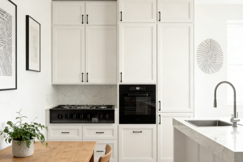 Open shelving for maximizing small kitchen storage