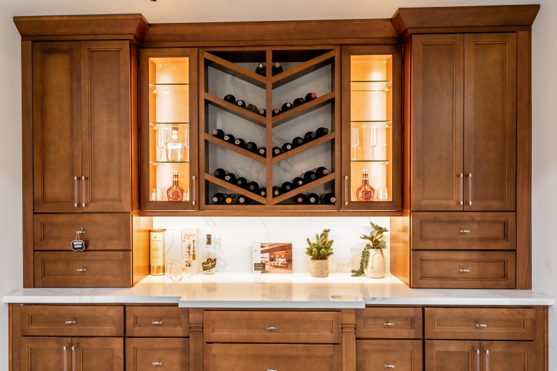 Unique Walnut Framed Kitchen Cabinetry
