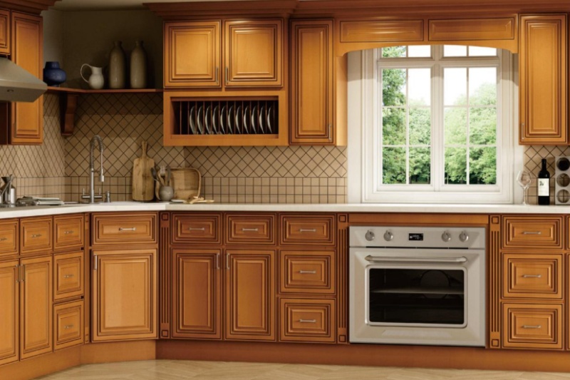 Durable framed wood cabinet finishes