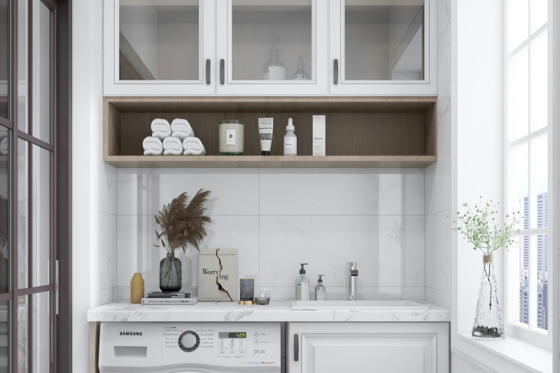 Elevate kitchen decor with glass door storage