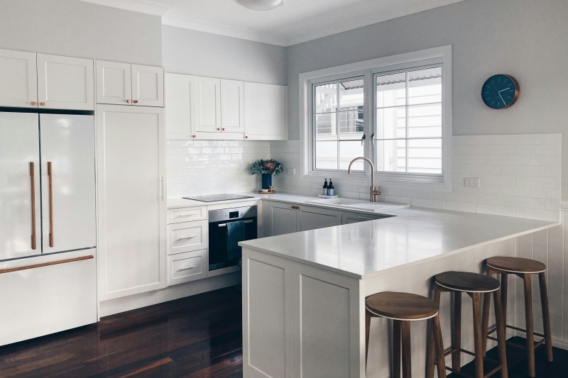 Modern white shaker style cabinets