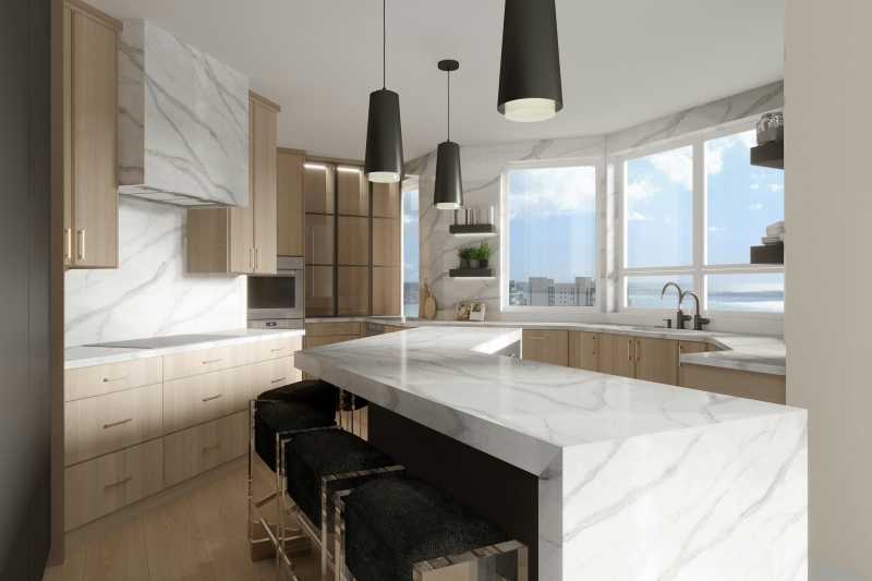 Chic flat panel wood grain cupboards Chic flat panel wood grain cupboards
