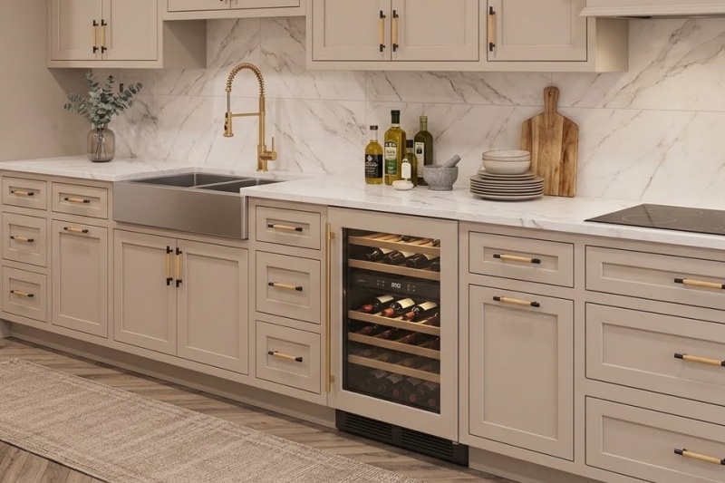 Classic shaker cabinet doors with warm tones