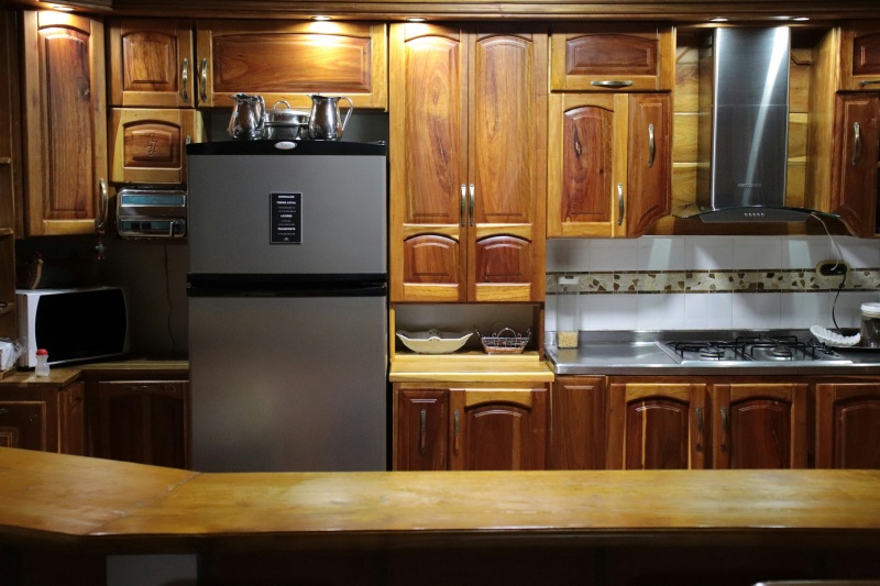 Custom made wooden cabinets with knots
