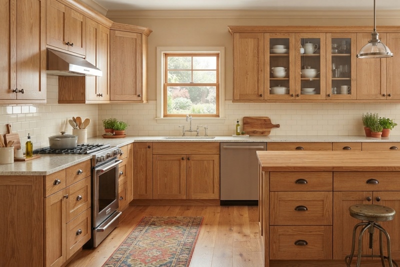 Elegant fully-assembled oak cabinet options