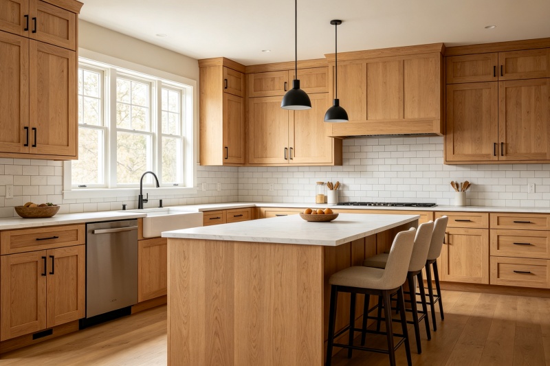Stylish oak shaker cabinet hardware