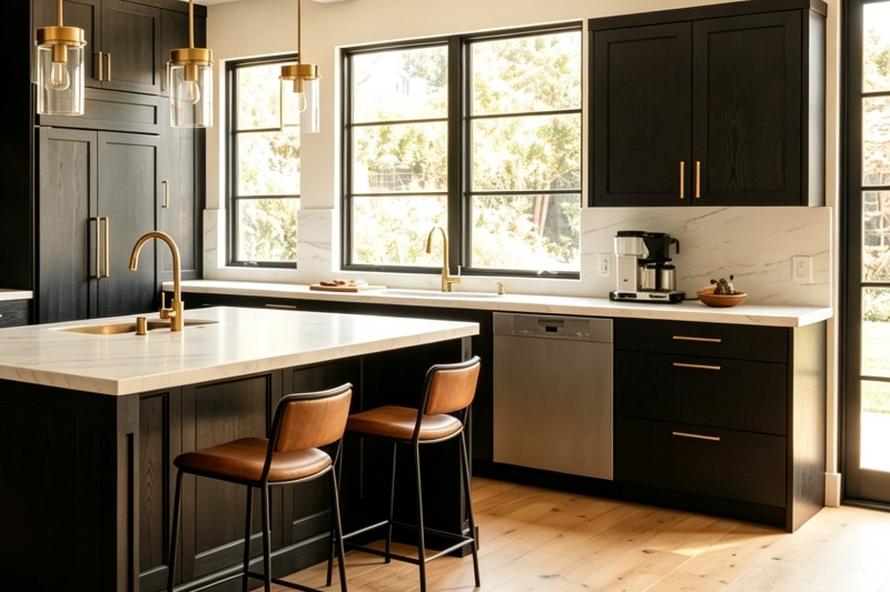 Tailored black oak luxury kitchen cabinetry