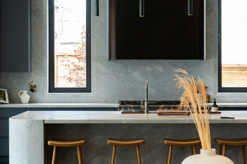 Sleek metal handles for kitchen drawers