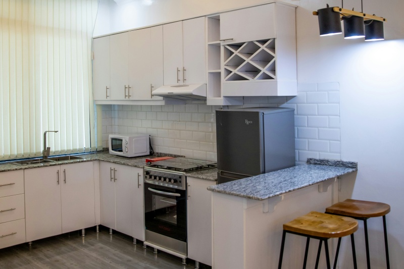 Custom kitchen cabinets with wine storage