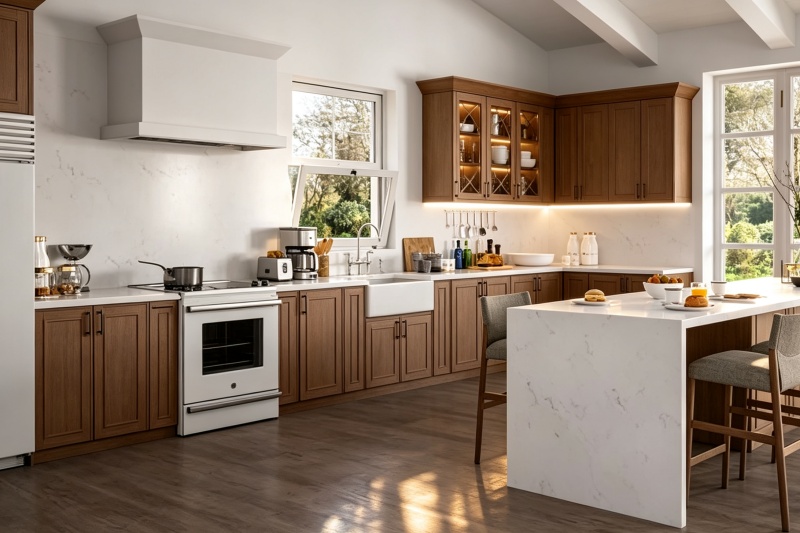 Traditional style oak wood cabinets