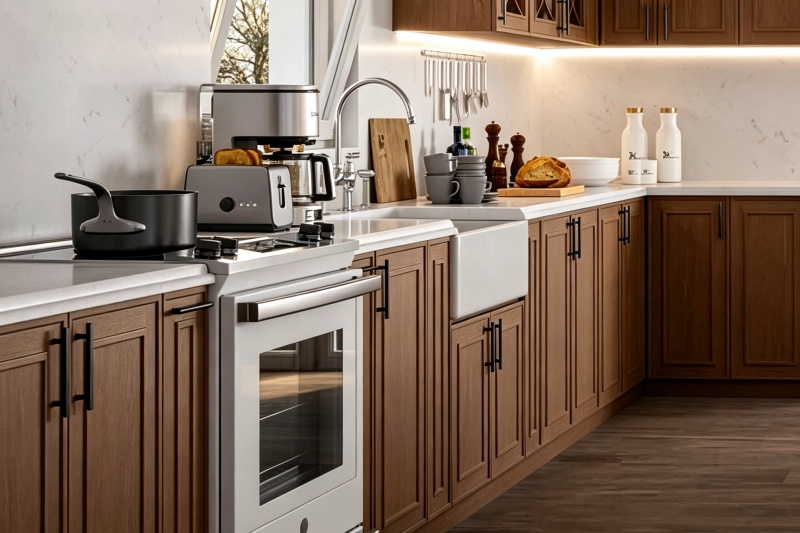 Deep Mocha Oak Wood Kitchen Units