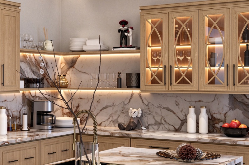 Clear glass upper cabinet doors