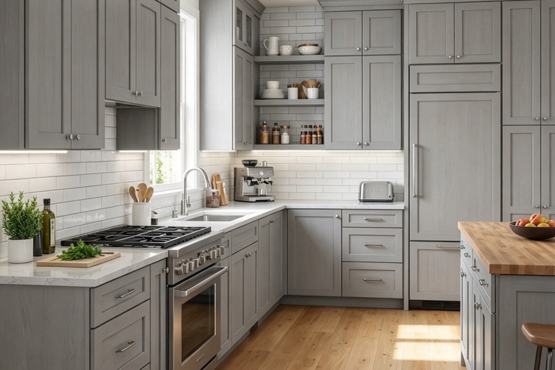 Natural wood finish cabinet options